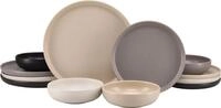creaTable Teller-Set Uno, Geschirr-Set, 12-tlg. (12-tlg), 4 Personen, Steinzeug,