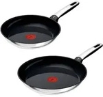 Tefal Pfannen-Set Emotion+, Edelstahl (Set, 2-tlg., je 1 Pfanne 24/28 cm),...