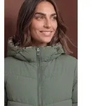 STREET ONE Parka Gef&uuml;tterte Steppjacke mit Leo-Fake-Fur gr&uuml;n 34 EU