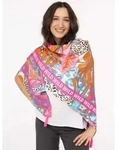 Zwillingsherz Modetuch Viereck "Wild Dschungel", mit Leoparden und Tasseln bunt