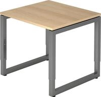 HAMMERBACHER Schreibtisch Schreibtisch O-Fu&szlig; eckig 80x80cm Eiche/Graphit