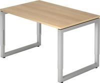 HAMMERBACHER Schreibtisch Schreibtisch O-Fu&szlig; eckig 120x80cm Eiche/Silber