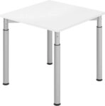 HAMMERBACHER Schreibtisch Schreibtisch 80x80cm Wei&szlig;/Silber
