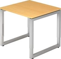 HAMMERBACHER Schreibtisch Schreibtisch O-Fu&szlig; eckig 80x80cm Buche/Silber