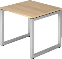 HAMMERBACHER Schreibtisch Schreibtisch O-Fu&szlig; eckig 80x80cm Eiche/Silber