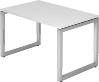 HAMMERBACHER Schreibtisch Schreibtisch O-Fu&szlig; eckig 120x80cm Wei&szlig;/Silber