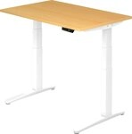 HAMMERBACHER Schreibtisch Sitz-Steh-Schreibtisch elektrisch 120x80cm Buche/Wei&szlig;