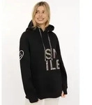 Zwillingsherz Hoodie "Alissa Shiny" gl&auml;nzender Print, Daumenloch, Kordel, gesticktes