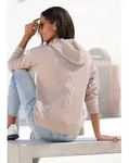 Elbsand Kapuzenstrickjacke aus hochwertigem Viskosemix mit Frottee-Applikation
