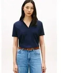 Tommy Hilfiger Poloshirt LYOCELL PIQUE OPEN-NK SS POLO mit kleinem Logo-Stick...