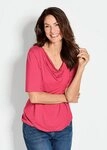 GOLDNER T-Shirt Kurzgr&ouml;&szlig;e: Blusenshirt mit Wasserfallausschnitt Elegantes