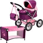 Bayer Puppenwagen Trendy, (3-tlg), inklusive Puppen-Reisebett und Umh&auml;ngetasche