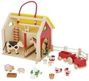 goki Spiel-Geb&auml;ude Koffer Bauernhaus mit Zubeh&ouml;r aus Holz (spar packung,...