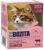 Bozita H&auml;ppchen in Gelee mit Rinderhack 370 g - 6 St&uuml;ck, Nassfutter f&uuml;r:...