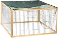 dobar Kleintierstall Freilaufgehege Quadro mit robustem Holzrahmen,100x100x58,5cm,