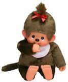 Monchhichi Pl&uuml;schfigur Monchhichi Pl&uuml;schfigur M&auml;dchen mit Latz pink/braun 80cm