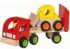 goki Spielzeug-Baumaschine Tieflader mit Radlader, aus Massivholz mit echter