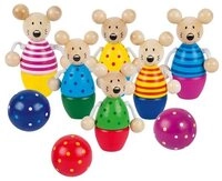 goki Lernspielzeug Kegelspiel Speedy Holz-Kegelspiel 6 M&auml;use und 3 Kugeln bunt...