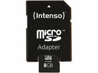 Intenso microSDHC Class 10 + SD-Adapter Speicherkarte (8 GB, 20 MB/s