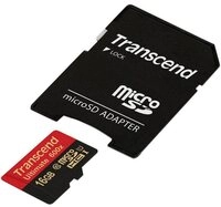 Transcend microSDHC-Karte 16GB Class 10 UHS-I TS16GUSDHC10U1 Speicherkarte (inkl.