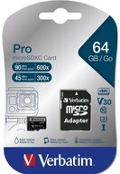 Verbatim Pro 64 GB mit Adpater micro SDXC Speicherkarte Speicherkarte