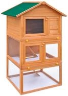 vidaXL Kleintierstall, Kaninchenstall Kleintierhaus Hasenstall 3 Ebenen Holz