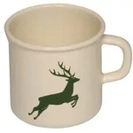 Riess Becher Hirsch Gr&uuml;n Topf mit B&ouml;rdel 8cm 3/8L, Emaille