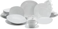 CreaTable Kombiservice Square Weiss (30-tlg), 6 Personen, Porzellan, abgerundete,