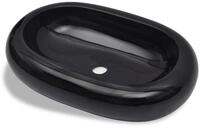 vidaXL Waschbecken Keramik Waschbecken schwarz oval