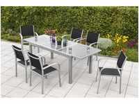 MERXX Garten-Essgruppe Ostia, (Set 7-teilig, Tisch, 6 Stapelsessel, Aluminium...