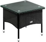 Casaria Beistelltisch, Polyrattan 50x50x45cm H&ouml;henverstellbar 5mm Glasplatte