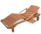 Hecht Gartenliege ERA Lounger, Meranti Holz, ausziehbarer Tisch, 4-fach...