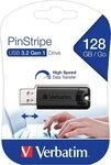 Verbatim USB Stick 128GB Speicherstick Drive PinStripe schwarz USB 3.2 USB-Stick