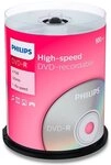 Philips DVD-Rohling 100 Philips Rohlinge DVD-R 4,7GB 16x Spindel