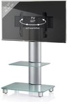 VCM TV-St&auml;nder TV Standfu&szlig; St&auml;nder Rack Alu Glas Rollen Blino ZW