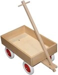Holz-Wenzel Puppen Ziehwagen Holz Kastenwagen klein mit R&auml;dern