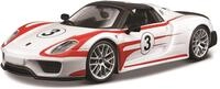 Bburago Modellauto Race Porsche 918 Spyder #3 Weissach (wei&szlig;), Ma&szlig;stab 1:24,