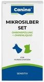 Canina Ohrenreiniger Mikrosilber Set Ohrensp&uuml;lung + Liquid f&uuml;r Hunde 150 ml
