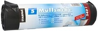 PAPSTAR M&uuml;llbeutel 5x M&uuml;lls&auml;cke LDPE 240l 125 x 100cm schwarz extra stark