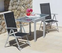MERXX Balkonset Lima, (3-tlg., 2x Klappsessel, 1x Ausziehtisch 65(130)x65 cm),
