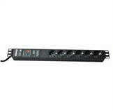 Bachmann 19" Steckdosenleiste 6-fach mit GVS ohne Schalter, schwarz...