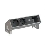 Bachmann DESK2 2x Schutzkontakt 1x ABD GST18 Inox Steckdosenleiste (Kabell&auml;nge...