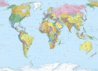 Komar Fototapete World Map - Gr&ouml;&szlig;e 270 x 188 cm, glatt, bedruckt, (Packung, 1...