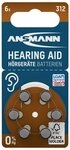 ANSMANN AG H&ouml;rger&auml;tebatterien 312 braun 6 St&uuml;ck - Typ 312 P312 ZL3 PR41 mit...