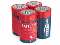 ANSMANN AG Batterien Mono D LR20 1,5V 4 Stück - Alkaline Batterie auslaufsicher