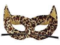 Widmann S.r.l. Verkleidungsmaske Augenmaske 'Leopard' aus Samt mit Goldglitzer