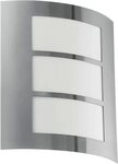EGLO Wandleuchte City, Wandlampe, Au&szlig;enbeleuchtung, Au&szlig;enlampe, silber, wei&szlig;, E27,