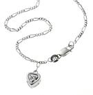Zeeme Fu&szlig;kette 925 Silber mit Herz-Anh&auml;nger und Zirkonia wei&szlig; 25cm lang
