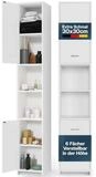 Casaria Hochschrank Neapel Badezimmerhochschrank 30 cm Breit mit 2 T&uuml;ren Bad...