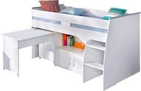 Parisot Hochbett Reverse mit ausziehbaren Schreibtisch, Kommode mit 2 T&uuml;ren und
